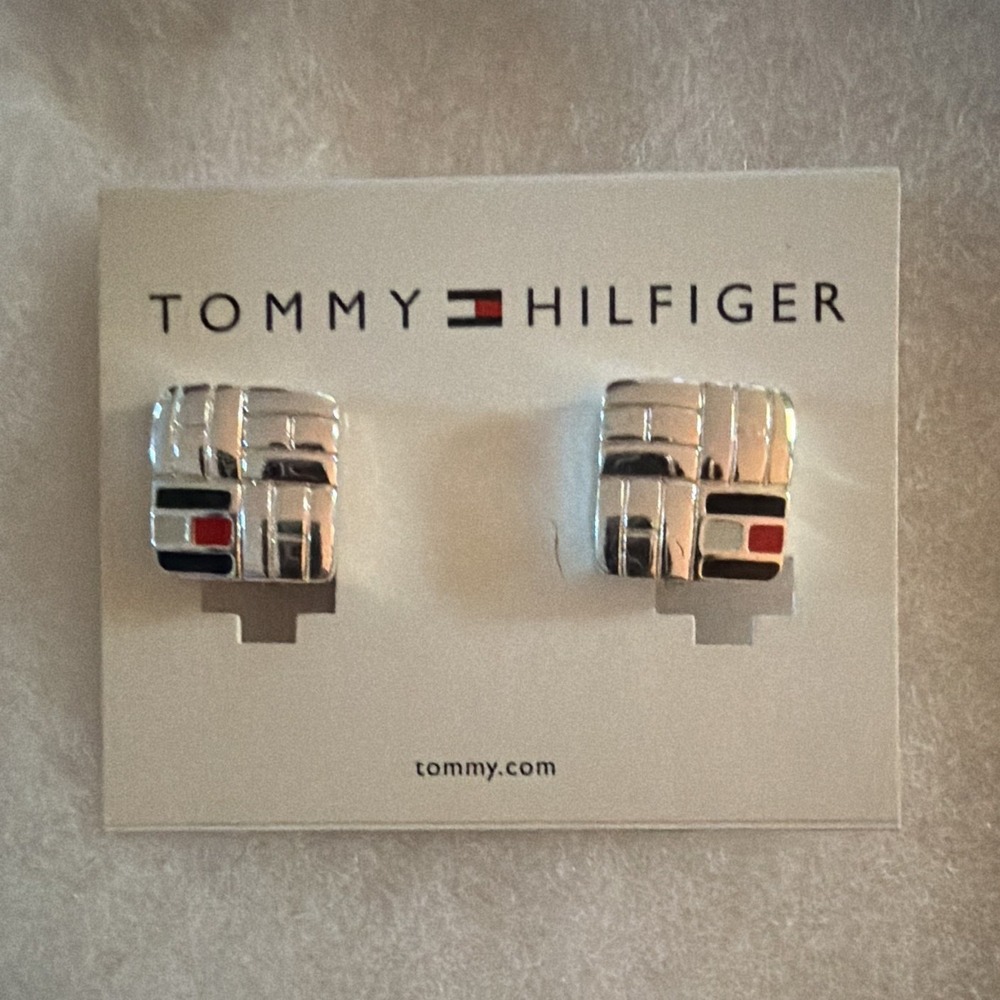 Tommy Hilfiger Silver Tone Earrings. Patriotic. Clip-on. Y2K.